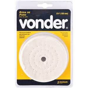 Roda de pano para polimento 100 mm x 1/2", furo 10 mm, VONDER