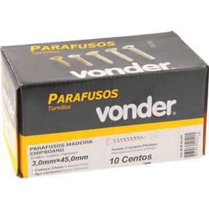 Parafuso madeira chipboard, cabeça chata, fenda cruzada/phillips, 3,0  mmx 45,0 mm, VONDER