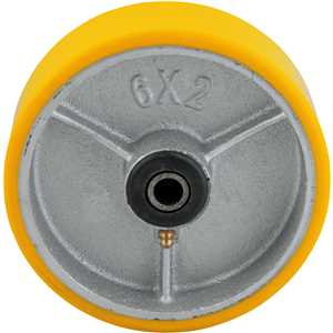 Roda 6", de poliuretano e ferro fundido, amarela, VONDER