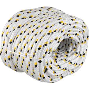 Corda multifilamento trançada 16,0 mm x 50 m, branca com detalhes em preto e amarelo, VONDER