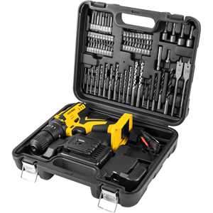 Parafusadeira/furadeira de impacto a bateria, 12 V, fonte de carregamento bivolt automática jogo com 74 acessórios, PFV 074 VONDER