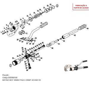 Matriz hexagonal 185 mm² para os Alicates Crimpadores ACV 400 e ACV 400B, VONDER