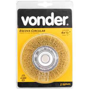 Escova circular aço latonado, 4"x 1/2" x 1/2" (101,6 mm x 12,7 mm x 12,7 mm) VONDER