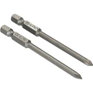 Jogo de bits de ponteiras phillips com encaixe sextavado 1/4", nº 0 x 75 mm, cartela com 2 peças, VONDER