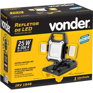 Refletor de LED, bateria intercambiável de 18 V, sem bateria e sem carregador, IRV 1848 VONDER