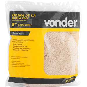 Boina de lã, dupla face, 8", branca VONDER