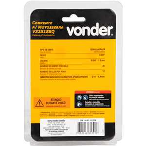 Corrente para motosserra com sabre de 18'', V32515SQ, VONDER