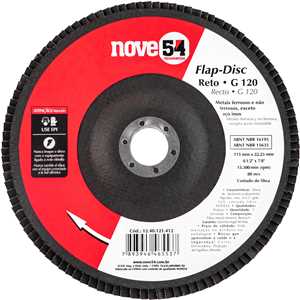 Flap-disc, disco de desbaste/acabamento, 4.1/2" - 115 mm, reto, grão 120, NOVE54