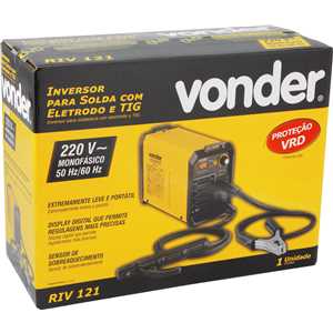 Inversor para solda com eletrodo e TIG, 120 A, RIV 121, com display digital, monofásico - 220 V~, VONDER