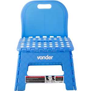 Banqueta plástica dobrável, azul, altura 220 mm, com encosto, VONDER