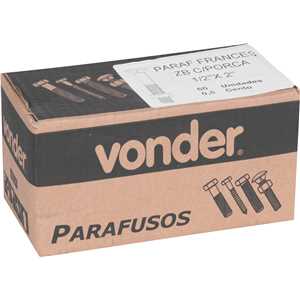 Parafuso francês zincado, 1/2" x 2", com porca, VONDER