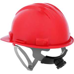Capacete aba frontal, vermelho, com jugular e suspensão com catraca, VONDER PLUS