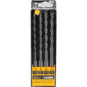 Jogo de brocas SDS PLUS de 5 mm a 10 mm, com 4 peças, VONDER