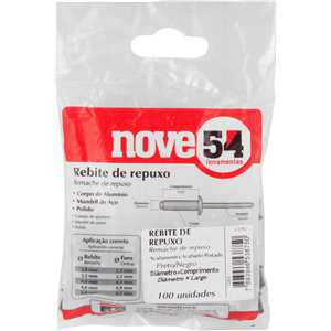 Rebite de repuxo 3,2 mm x 12,0 mm, preto, pacote com 100 peças NOVE54