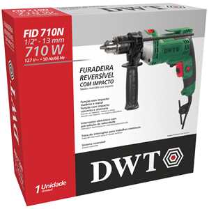 Furadeira de impacto 1/2", 710 W, 127 V~, FID 710N DWT