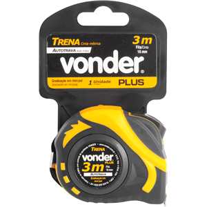 Trena curta de aço, autotrava, 3 m x 16 mm, VONDER Plus
