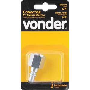 Conector/racord de 1/4", com rosca fêmea 3/8" NPT, VONDER