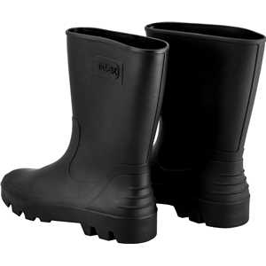 Bota de PVC preta, cano médio, sem forro, 35/36, NOVE54