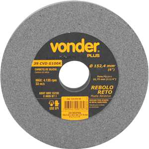 Rebolo reto 6" x 1" 39 CVD grão 100 verde VONDER PLUS