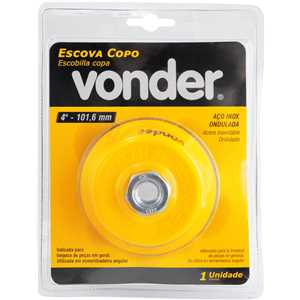 Escova de aço inox tipo copo, 4", ondulada VONDER