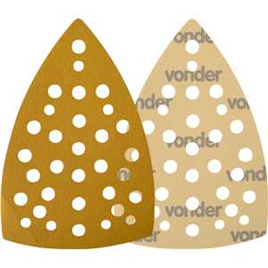 Lixa triangular com costado em papel com fibra de poliéster, 158 mm x 158 mm x 103 mm, grão 180, embalagem com 10 peças, VONDER