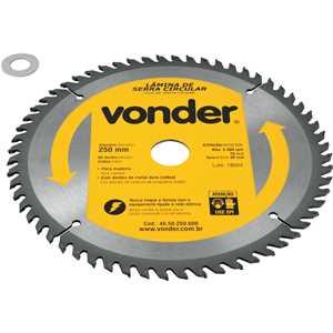 Lâmina de serra circular com dentes de metal duro/vídea, 250 mm x 30 mm, 60 dentes, VONDER