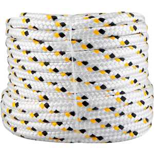 Corda multifilamento trançada 16,0 mm x 50 m, branca com detalhes em preto e amarelo, VONDER