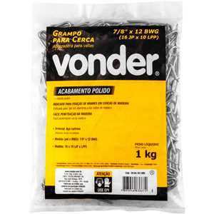 Grampo para cerca 7/8" x 12 BWG (16 x 10 (JP x LPP)), polido, VONDER