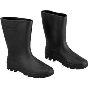 Bota de PVC preta, cano médio, sem forro, 39, NOVE54