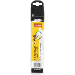 Lâmina para estilete 18 mm, tubete com 10 peças, VONDER CONSTRUTOR
