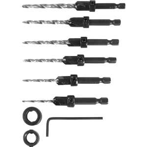 Jogo de brocas de aço rápido com escareador, 7/64" a 1/4", com 8 peças, VONDER