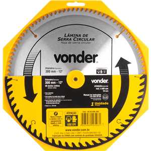 Lâmina de serra circular com vídea, para alumínio, 300 mm x 30 mm x 96 dentes, VONDER