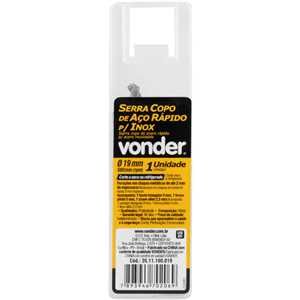 Serra copo de aço rápido, 19 mm, para inox, VONDER