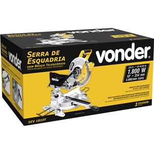Serra de esquadria 10", com braço telescópico, 1.800 W, 220 V~, SEV 1810T VONDER