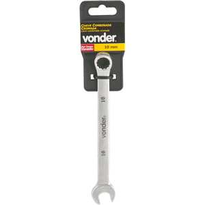 Chave combinada 10 mm, aço cromo vanádio, reta cromada, VONDER