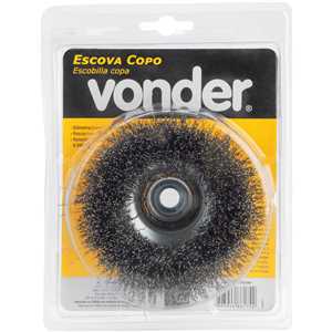 Escova de aço inox tipo copo, 4", ondulada VONDER