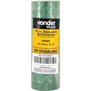 Fita isolante, 19 mm x 10 m, verde, VONDER PLUS