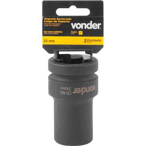 Soquete sextavado longo de impacto, 24 mm, encaixe de 1", VONDER