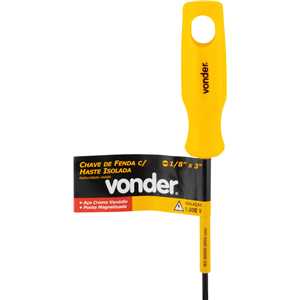 Chave de fenda com haste isolada, aço cromo vanádio, 1/8" x 3" VONDER