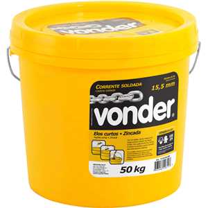 Corrente zincada, com elo curto, 15,5 mm - 5/8", balde, VONDER