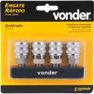 Engate rápido de 1/4", rosca fêmea 1/4" NPT, quádruplo, VONDER
