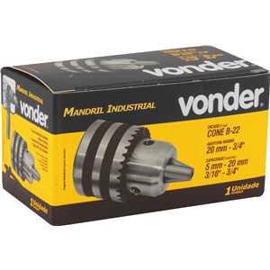 Mandril com chave, 5,0 mm - 20,0 mm, cone B22, VONDER