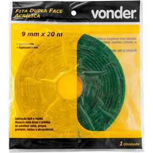 Fita dupla face acrílica, 9 mm x 20 m, VONDER