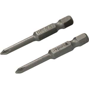 Jogo de bits de ponteiras phillips com encaixe sextavado 1/4", nº 1 x 50 mm, cartela com 2 peças, VONDER