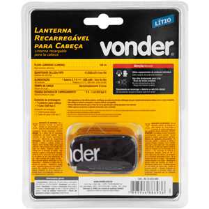 Lanterna de LED para cabeça, recarregável, LED CREE Xte, LCV 220 VONDER