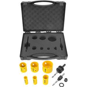 Jogo de serras copo bimetal, em aço rápido, com 9 peças, SCV 200, VONDER
