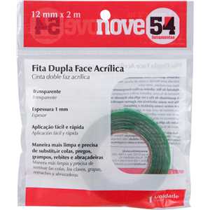 Fita dupla face acrílica, 12 mm x 2 m, NOVE54