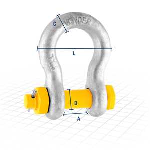 Manilha curva, 7/8", 6,50 T, com porca e cupilha, VONDER PLUS