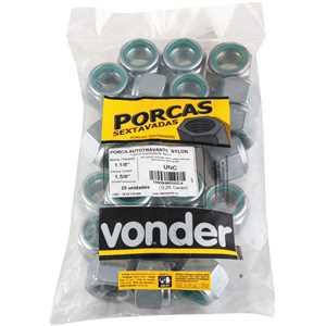 Porca autotravante sextavada, 1.1/8", UNC, alta, zincada, VONDER