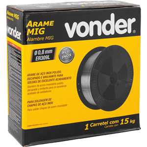 Arame MIG aço inox ER309LSi, 0,8 mm, carretel com 15 kg, VONDER
